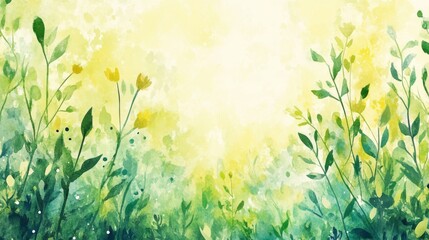 Wall Mural - A watercolor background in yellow and green, perfect for spring, showcasing lovely colors