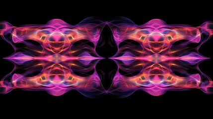 Poster - A glowing, high-tech digital wave pattern with neon colors, with clear space for adding designs or text.