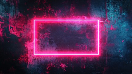 Poster - A glowing neon rectangle with soft, fading edges on a textured urban background.