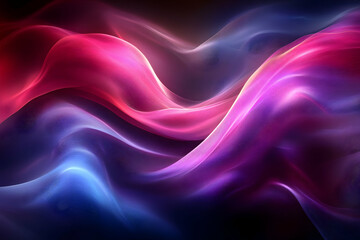 Poster - Abstract swirling neon waves, dark background, website header