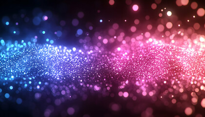 Poster - Pink blue glitter wave, dark background, abstract design