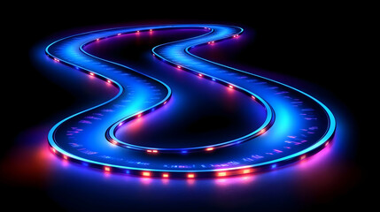 Poster - Glowing LED path, dark studio, event backdrop