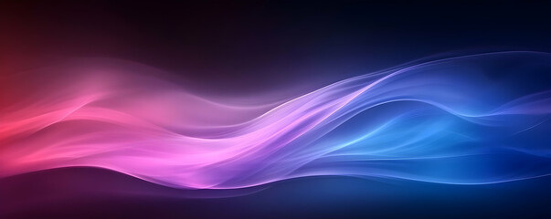 Poster - Abstract Blue Pink Waves, Dark Background, Digital Art