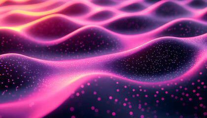 Poster - Pink wave data flow, digital background