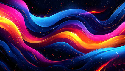 Poster - Abstract vibrant waves, cosmic background, digital art, website banner