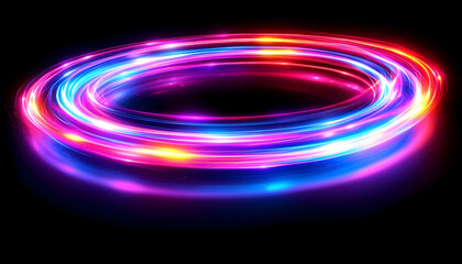 Poster - Neon light swirl, dark background, abstract design