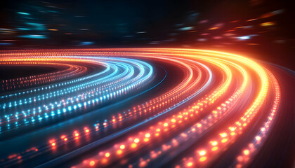 Poster - Futuristic speed, city lights, energy flow, abstract