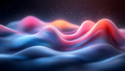 Poster - Abstract glowing waves, dark background, digital art