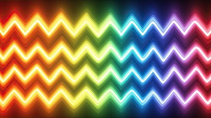Poster - Neon zigzag pattern glowing in alternating colors on a minimalist background.