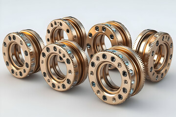 Poster - Gold precision bearings, studio shot, industrial design, background white