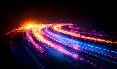 Poster - Night, speed, light trails, curve, motion, abstract background, design