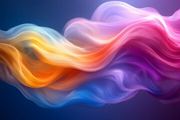 Poster - Colorful abstract wave flowing, dark background, design element