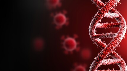 Poster - Detailed Illustration of Double Helix DNA Structure with Virus Elements