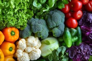 Aufkleber - Fresh Organic Vegetables Arrangement with Vibrant Green Red and Orange Colors : Generative AI
