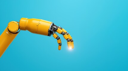 Poster - Futuristic Robot Hand with Mechanical Fingers Illuminating a Scene