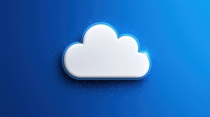 Poster - Bright White Cloud Icon with Blue Background and Sparkling Effects