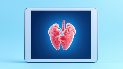 Poster - 3D Digital Model of Human Lungs on Tablet Screen Displaying Anatomy