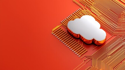 Poster - Cloud Computing Concept with Circuit Board on Vibrant Background