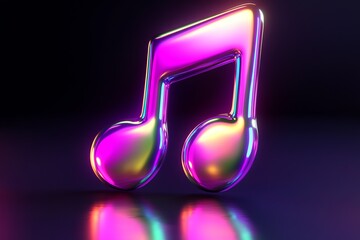 Aufkleber - Colorful Neon Music Note Icon Symbolizing Modern Digital Sound and Creativity : Generative AI