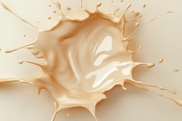 Poster - Expressive splash of beige paint creating lively fluid forms for dynamic art and design inspirations : Generative AI