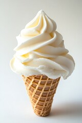 Aufkleber - Delicious Creamy Vanilla Soft Serve Ice Cream on Crispy Waffle Cone : Generative AI