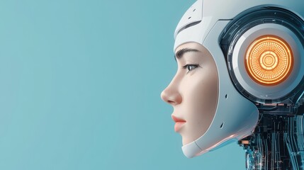 Poster - Futuristic Robotic Head with Intricate Technology and Design