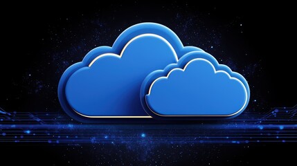 Poster - Abstract Digital Illustration of Blue Clouds with Light Accents