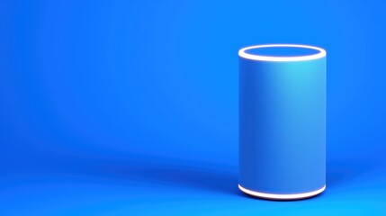 Poster - Futuristic Cylindrical Design Against Blue Background with Glow