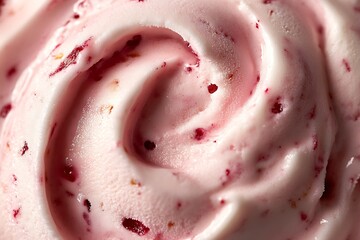 Aufkleber - Closeup of Swirled Raspberry Strawberry Ice Cream with Berry Bits Texture : Generative AI