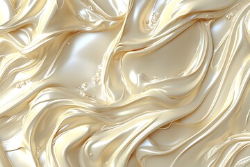 Aufkleber - Luxurious cream colored abstract liquid background with glossy texture perfect for design projects : Generative AI