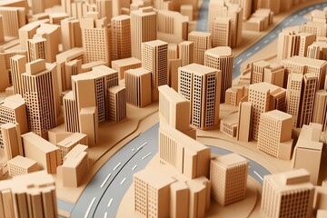 Poster - Artistic cardboard city design with a river offering an urban planning perspective : Generative AI