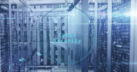 Poster - image of key icon and digital data processing over computer servers