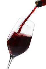 Canvas Print - Pouring red wine into glass isolated on white