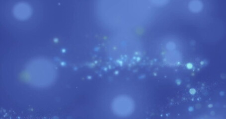 Poster - Image of glowing light spots over blue background