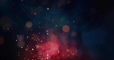 Poster - Image of glowing light spots over black background