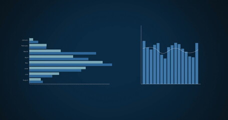 Poster - Image of financial data processing over dark background