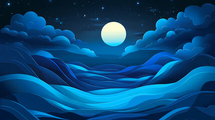 night landscape with moon and clouds moonlight water sea clouds blue landscape fantasy astronomy bla