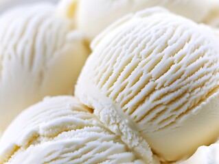 Aufkleber - Artistic Closeup of Soft and Creamy Vanilla Ice Cream Textured Scoops : Generative AI