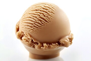 Aufkleber - Perfectly Scooped Ice Cream Ball Exhibiting Creamy Texture on Bright Background : Generative AI