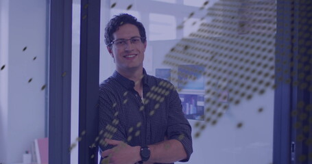 Aufkleber - Image of financial data processing over caucasian businessman in office
