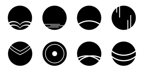 Wall Mural - set of abstract circular icons - various black abstract circles - minimalist vector art isolated on 