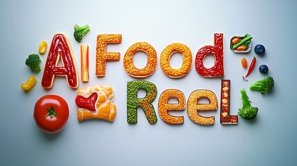 Poster - Colorful Typography Featuring AI and Food Concept with Fresh Produce Elements : Generative AI