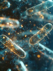 Leinwandbilder - Exploring the vibrant world of microbes in a detailed 3D render showcasing diverse microscopic life forms. Generative AI