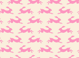 Wall Mural - Spring vector seamless pattern with bunny elements. Easter pattern with cute rabbit