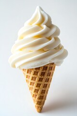 Aufkleber - Smooth Vanilla Soft Serve Ice Cream in Waffle Cone Isolated : Generative AI