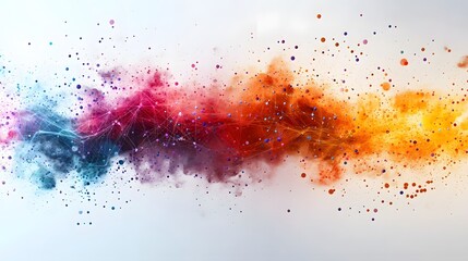 Poster - Vibrant abstract art depicting a colorful nebula with interconnected particles and a dynamic flow of hues. Abstract Colorful Nebula, Connections business network