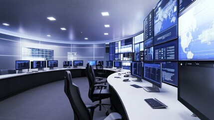 Poster - Modern Control Room with Multiple Monitors