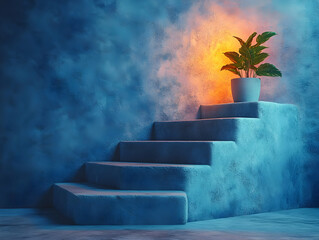 Blue Steps 3D Illustration