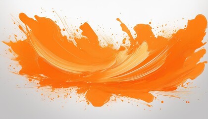 Poster - vibrant dreamy abstraction angerine splashes with brush strokes and vector shapes on a white backgro