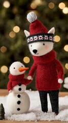 Wall Mural - Adorable winter Christmas felted toys